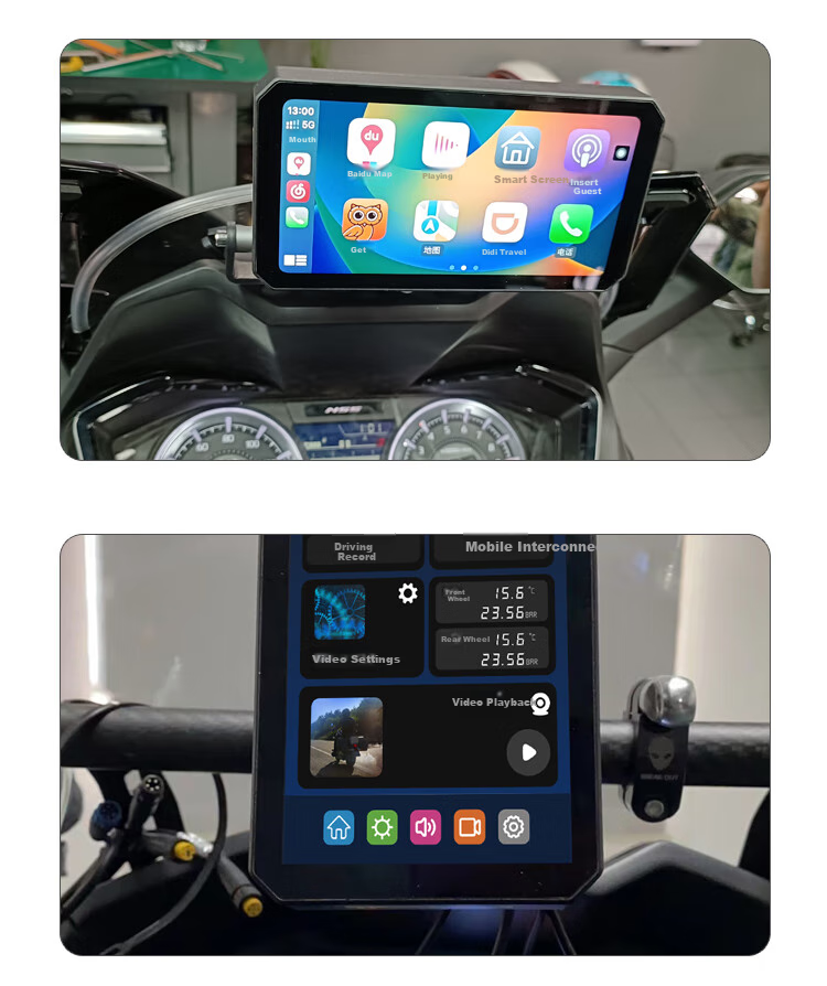 Tupozhe M2S-200 Motorcycle Dash Cam, Horizontal And Vertical Screen, Intelligent Radar Car System, Carplay Navigation Device, Wireless Phone Projection, Dual Camera, Loop Recording 17