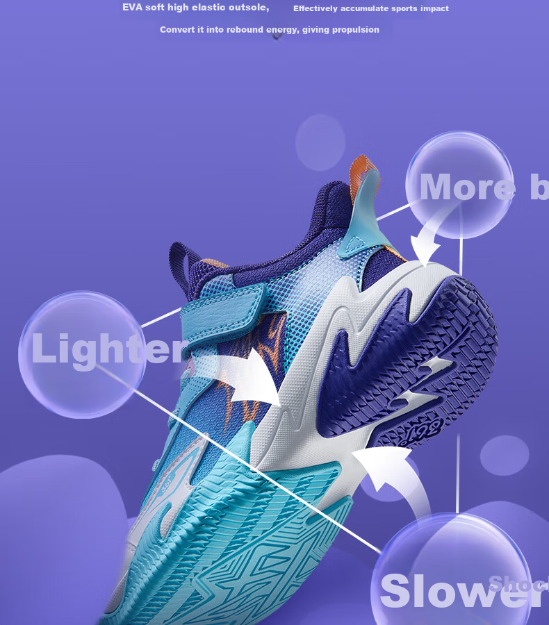 361° Children's Shoes, Hanjiang Kids Basketball Shoes, Size 25, All-Season Hard Ground Wear-Resistant Practical Training Sports Class Basketball Shoes, Purple, Size 27.5 7