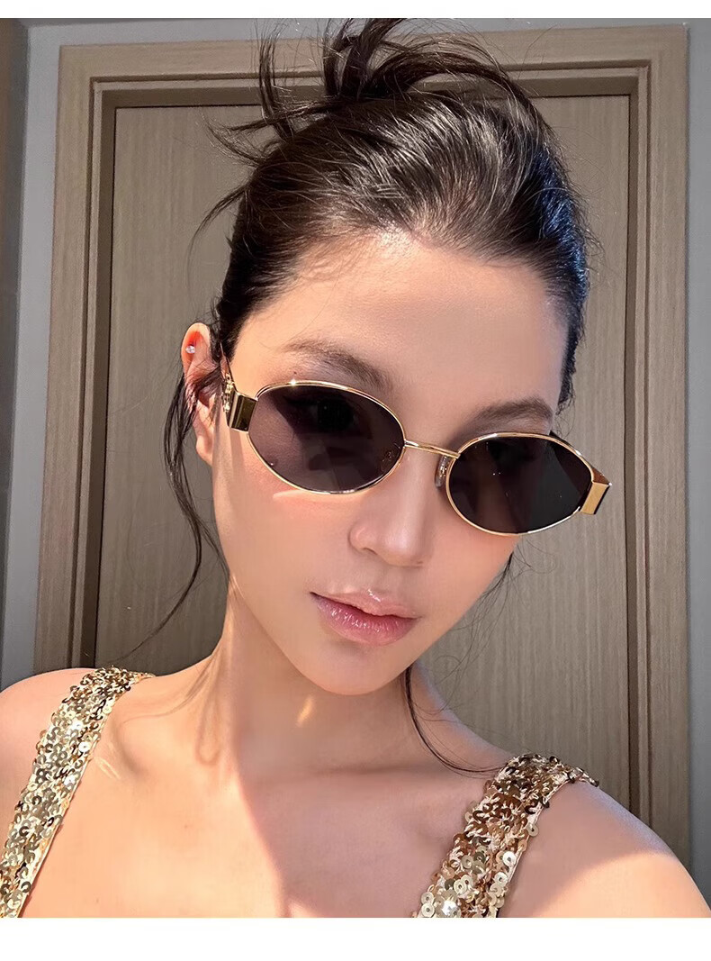 BWNK Sunglasses for Women, Retro Vintage Style Metal Oval Frame with High-End Look, UV Protection, Hong Kong Fashion Desig 3