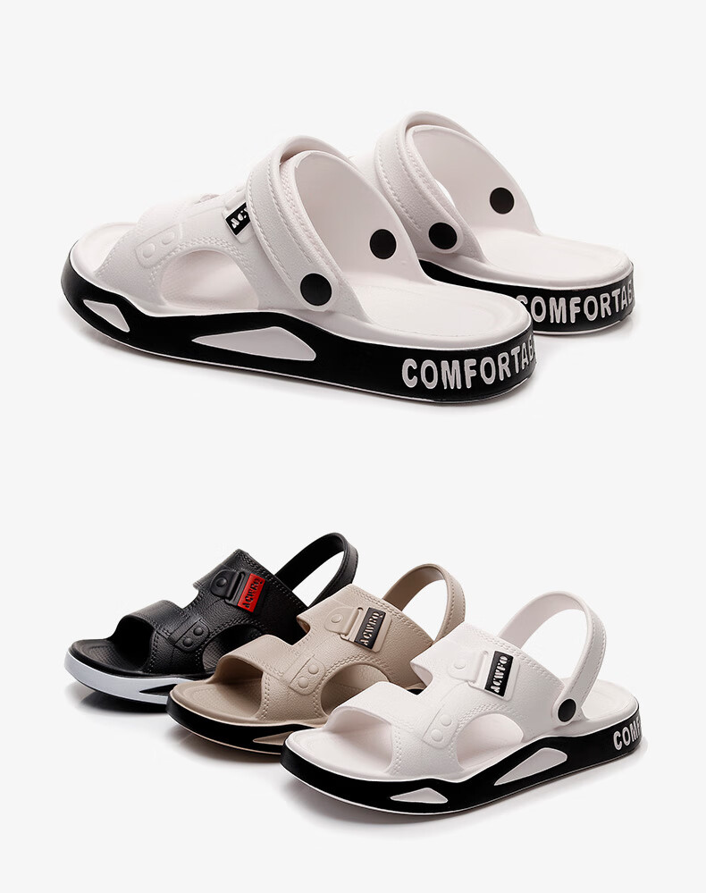 XGGC Men's Summer Thick-Soled Slippers Dual-Wear Sandals for Driving Outdoor Beach Shoes Black Size 44-45 4