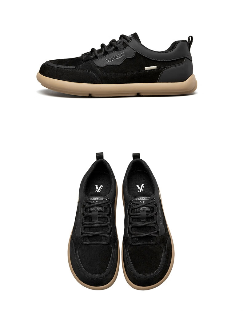 Yierkang Men's Shoes, Retro Casual Dexun Shoes, Workwear Soft-Soled Sneakers, 97052W, Black, Size 39 8