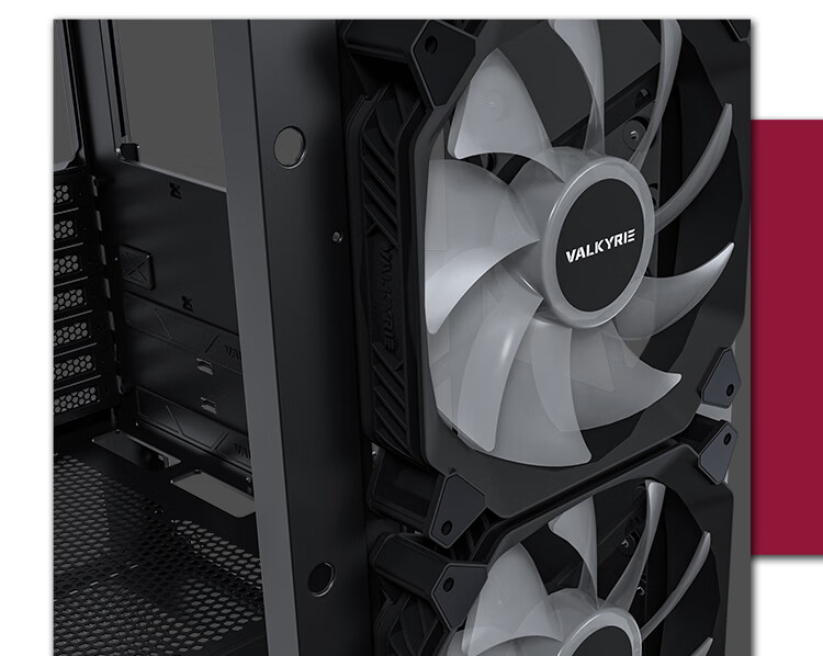 VALKYRIE VK05 BLACK ATX Mid-Tower Gaming Desktop Case with 6-inch LCD Touchscreen, LED Display, Dual 16030 Fans, Backplate Support 4