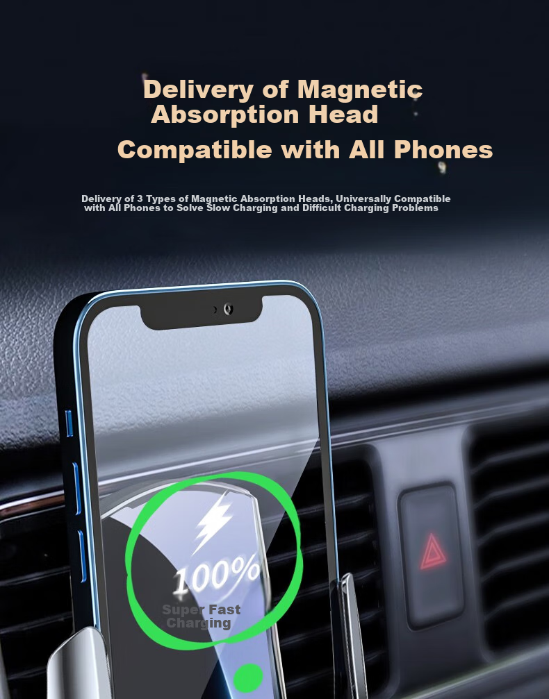 Huashi Car Phone Holder, Wireless Charging, Car Charger, Navigation Clip-On, Automatic Sensing Mount 9
