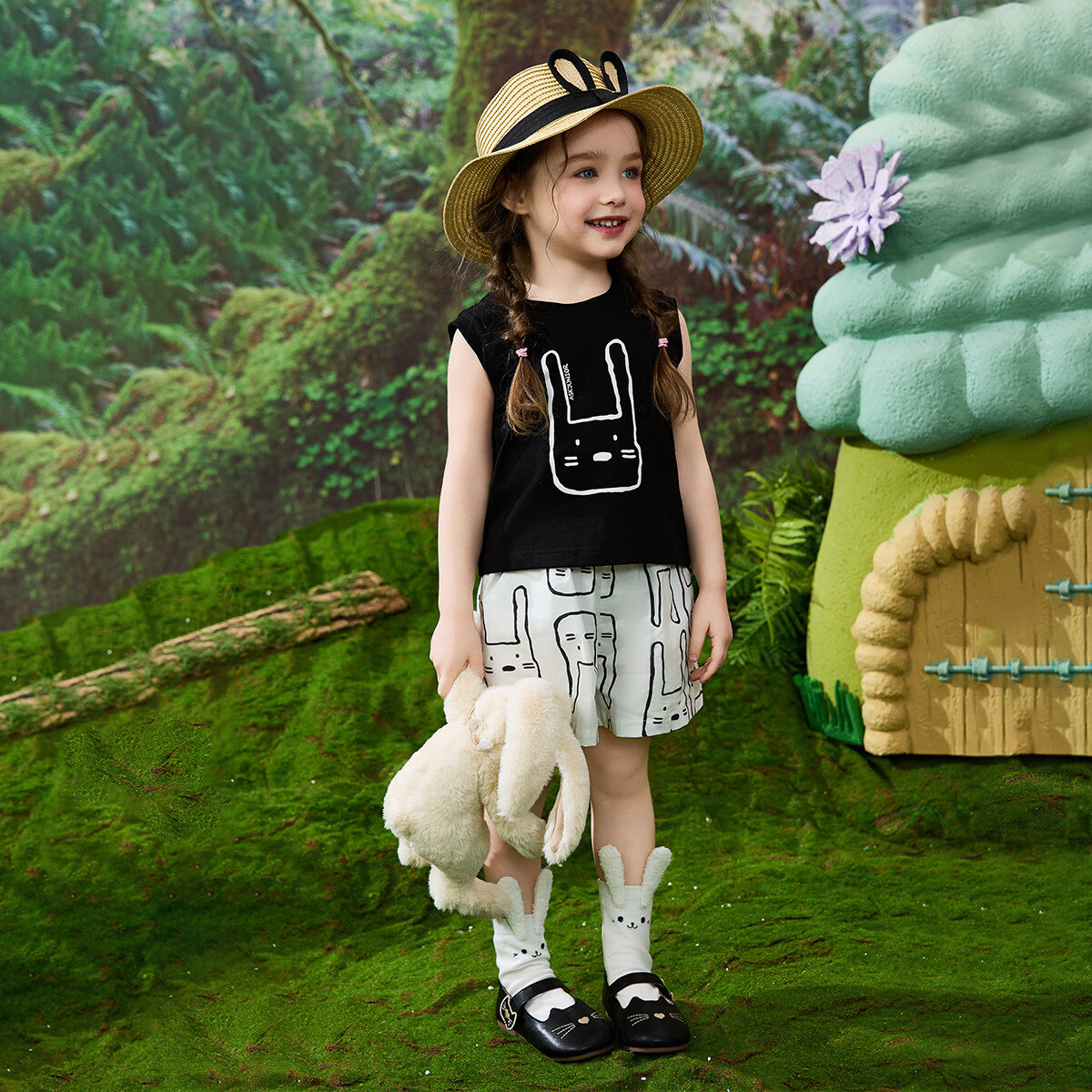 ASK JUNIOR [Instant Cool Feeling] Children's Summer Set: Sleeveless Vest T-Shirt, Shorts, Casual Pants Two-Piece Girls' Outfit 9