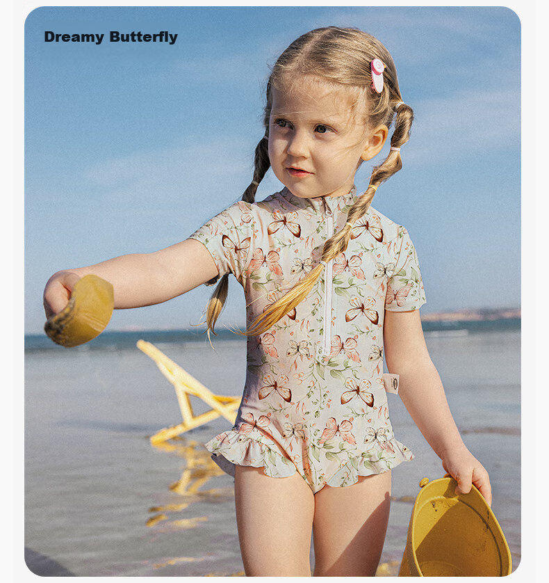 OUYUN Jelly Cool Kids Girls Summer Quick-Dry Sun-Protective One-Piece Swimsuit Cat Paradise 120 23