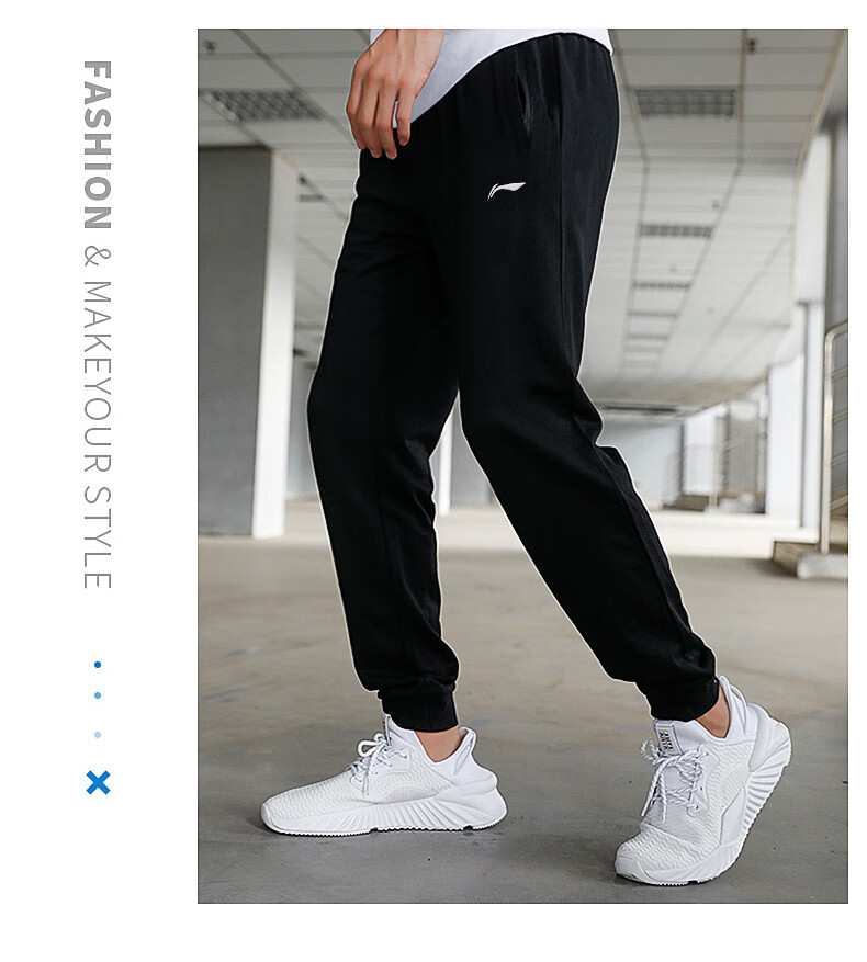 LI-NING Fleece Lined Warm Men's Sports Pants Thickened Sweatpants Loose Casual Knit Jogger Trousers for Men 3