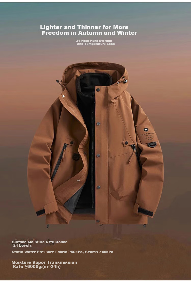 JEEP SPIRIT Men's Three-In Jacket, Men's Windbreaker, Autumn And Winter Warm Casual Fleece Outerwear 7