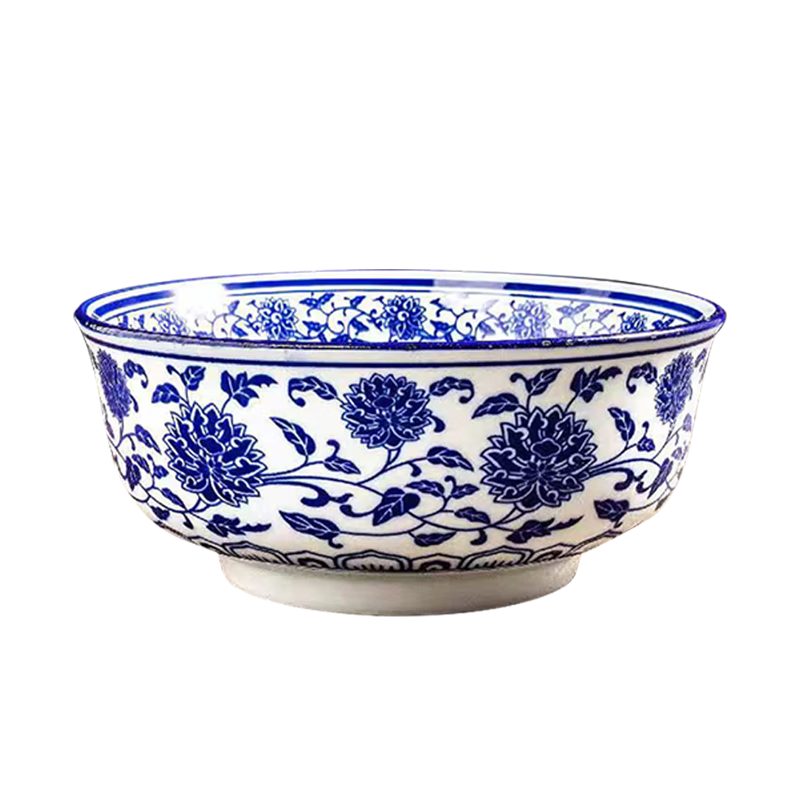 Chuanqi Blue And White Porcelain Bowls, 7 Inches, Set of 2, Large Household Soup Bowls, Ceramic Boiling Bowls, Noodle Bowls, Salad Bowls