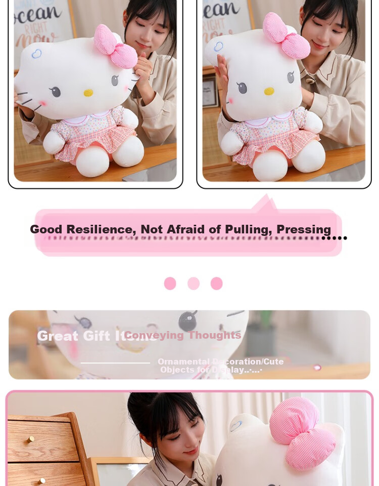 Hello Kitty Sanrio Plush Toy Doll Stuffed Animal Pillow Decoration Birthday Gift for Girls, 38cm Kawaii Cat Figurine 9