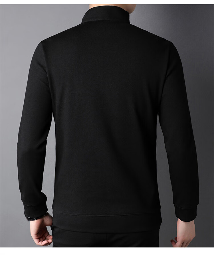 Pierre Cardin Men's Sweatshirt Stand Collar Half-Zip Spring Autumn Trendy Long Sleeve T-Shirt Casual Polo Base Shirt Dark Gray 2XL 6