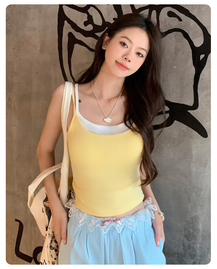 FitonTon Women's Padded Camisole Summer Two-in-One Bowknot Backless Bra Tank Top 9