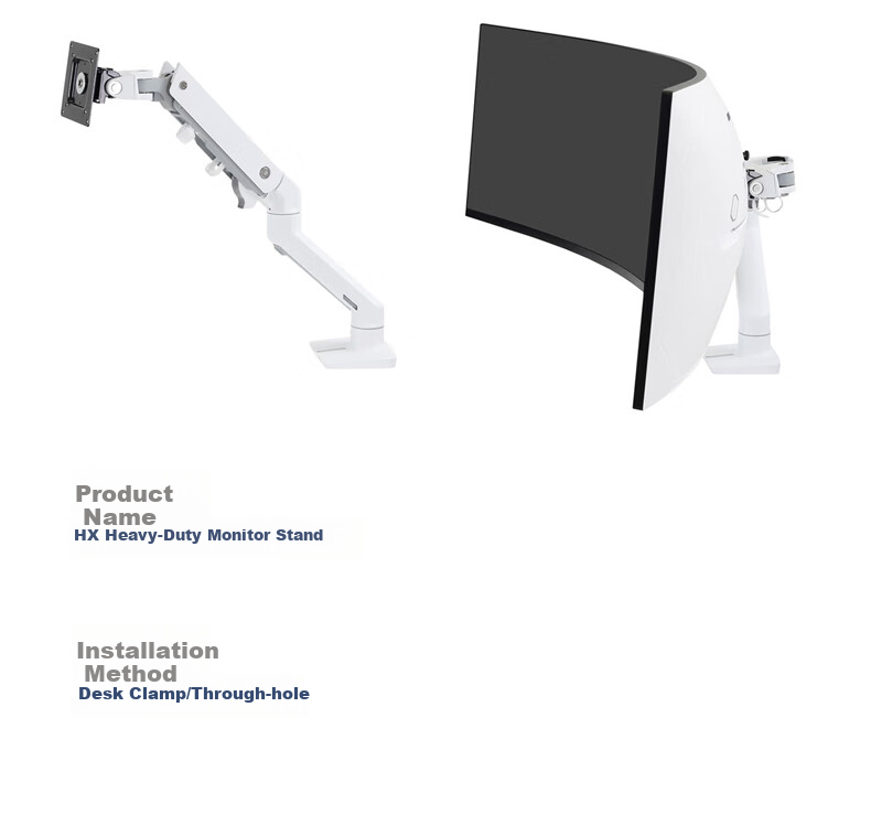 ERGOTRON HX Heavy-Duty Monitor Stand, Computer Stand, Rotating Arm, Desktop Screen Base, Height-Increasing Stand, Computer Desk (45-475 White) 22