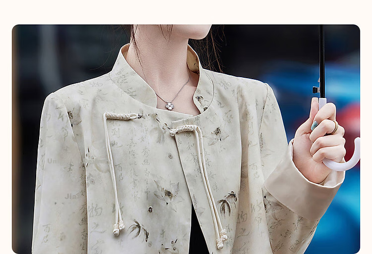 Dme [Jinyuhuaohuo] Autumn Chinese-Style New Mandarin Collar Lapel Long-Sleeve Elegant Button-Up Jacket Women's Outerwear 4