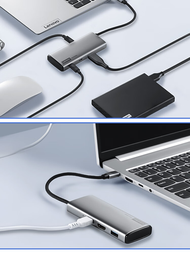 Lenovo Type-C Expansion Dock, USB3.2 Hub, 10Gbps Transmission, HDMI 4K 60Hz Converter, PD100W Expansion Dock, BY06-C2 (Metal) 16