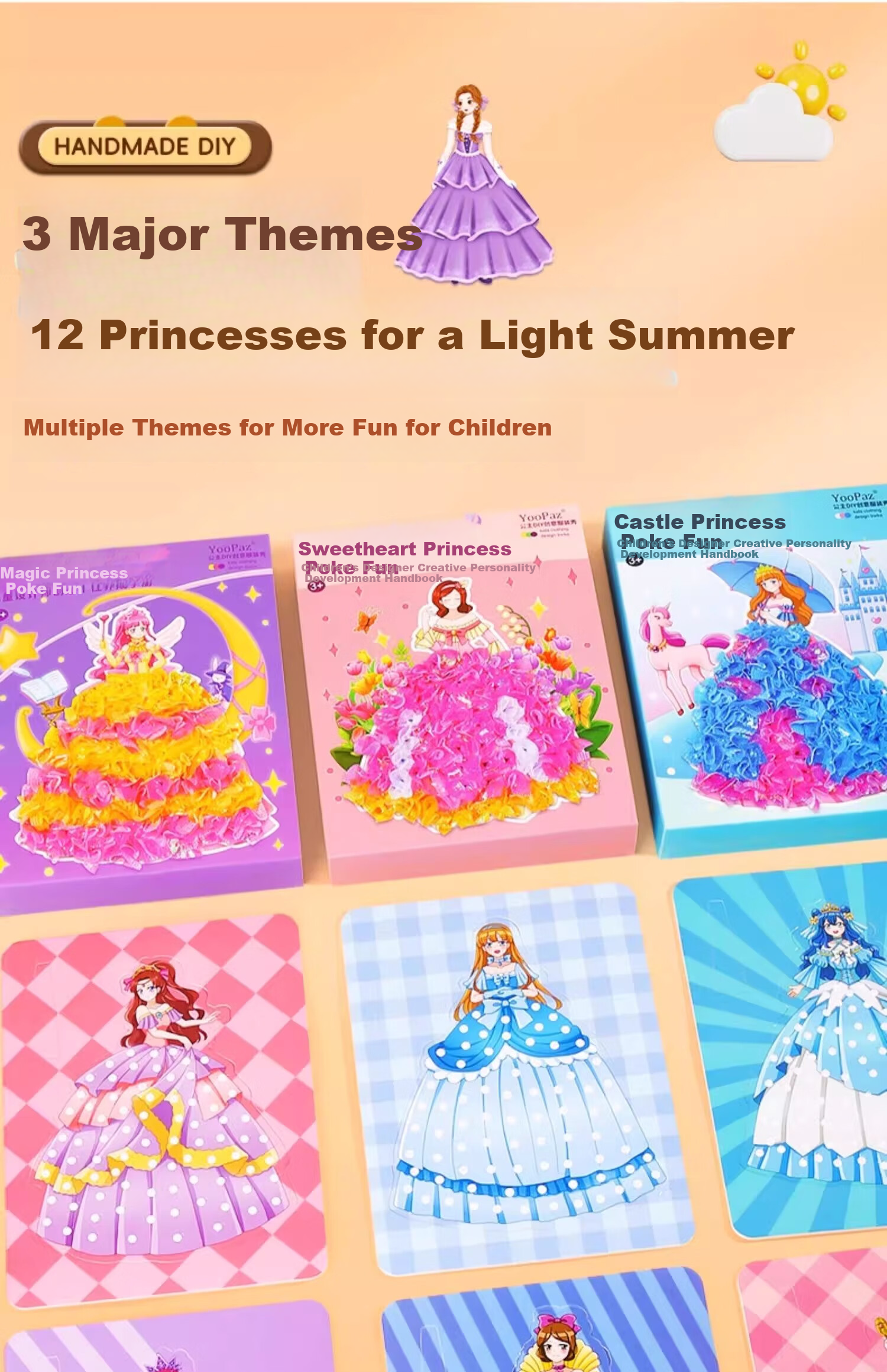 Lankupa Princess Sticker Book, Quiet Craft DIY Dress-Up Stickers, Drawing Toy for Girls Aged 3-6, Mid-Autumn Festival Gift 8
