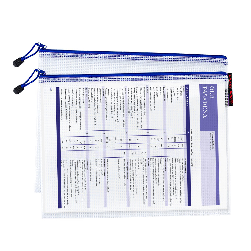 Jindeli 2 A4 Plastic Mesh Contract Transparent File Folders with Zipper, Document Bags, Student Exam Paper Storage Pouches, Gift Bags, Handbags, Office Supplies And Stationery FB8802
