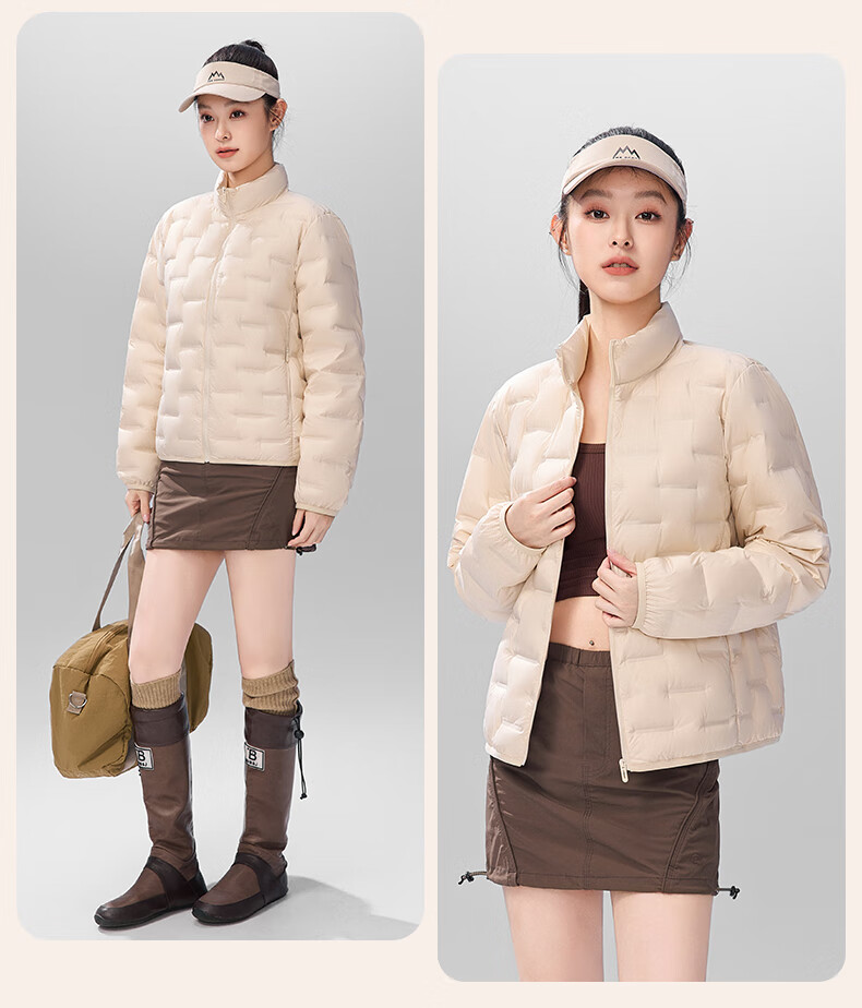 SNOWFLYING Women's Short Down Jacket 2025 Winter Korean Slim Fit Lightweight 90% Down Coat Cream Light Beige XL 22