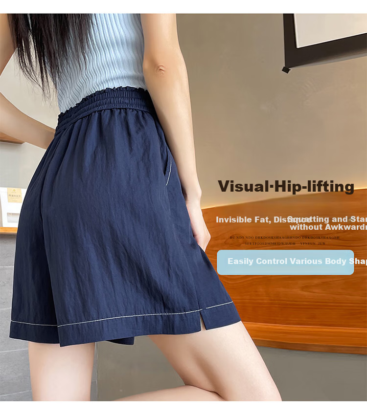 Ziyouxi Ice Silk Denim-Like Shorts for Women, 2026 Summer Thin High-Waist Loose A-Line Five-Point Pants Wide-Leg Mid-Length Shorts 10