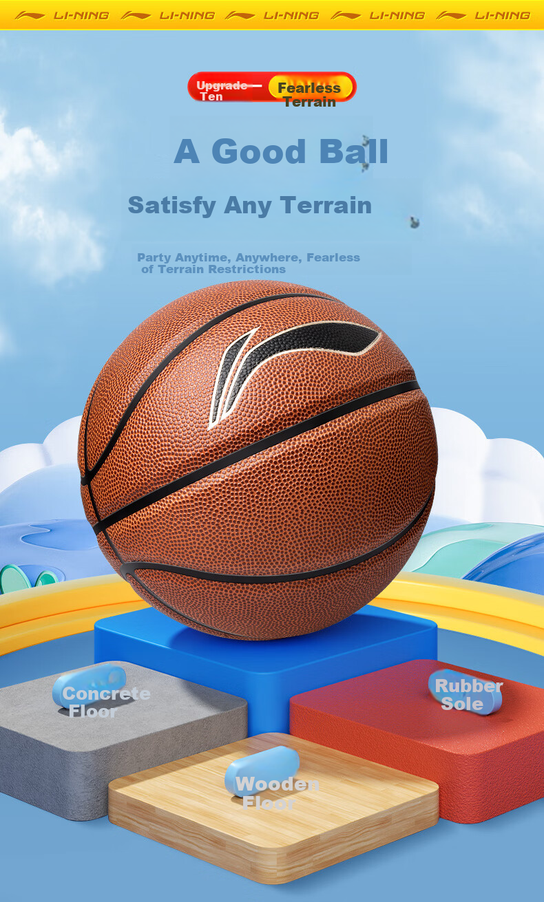 Li-Ning Basketball, Size 5, for Children's Competition, Indoor And Outdoor Use, Wear-Resistant, Suitable for Cement Courts, Elementary School Students, Teenagers, Outdoor Play, PU Material 20