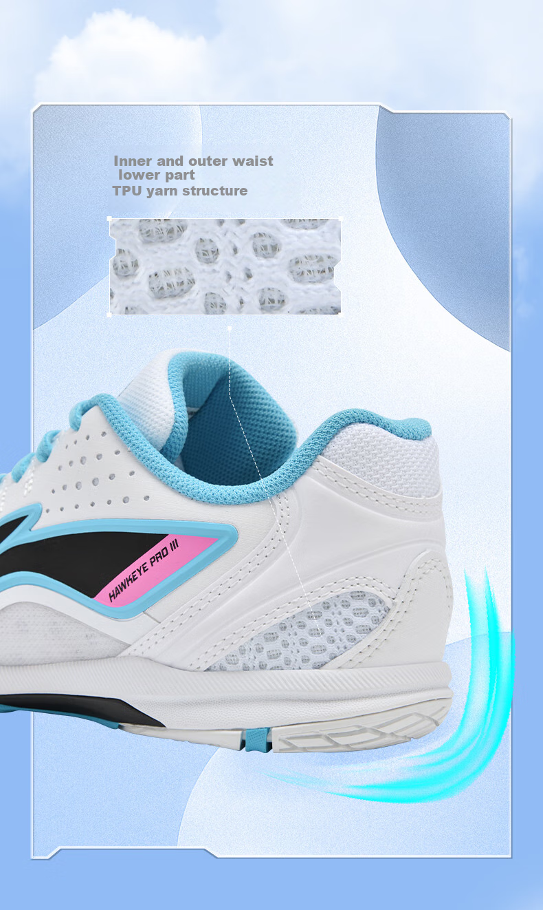 Li-Ning Table Tennis Shoes Eagle Eye 3.0 PRO Breathable Wear-Resistant Non-Slip Sports Shoes for Men And Women, Competition Training Shoes, Size 43 6
