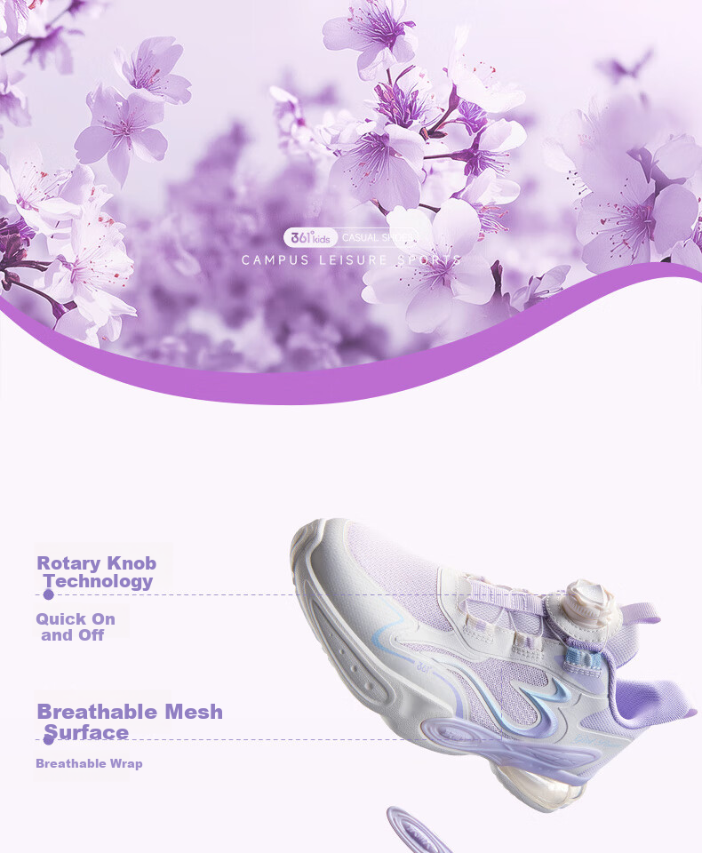 361° Children's Shoes Girls' Sports Shoes for Fall 2025, Shock-Absorbing Rebound Knob Casual Running Shoes for Older Kids, White Size 35 2