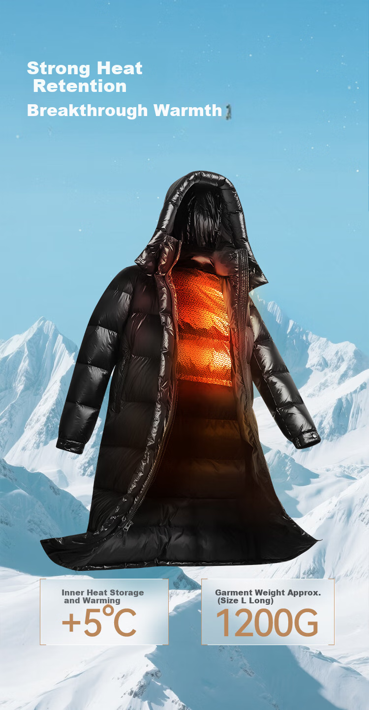 JD Original [Black Gold Series] Imported White Goose down Short down Jacket for Women, Winter Coat, Obsidian Black, XL 8
