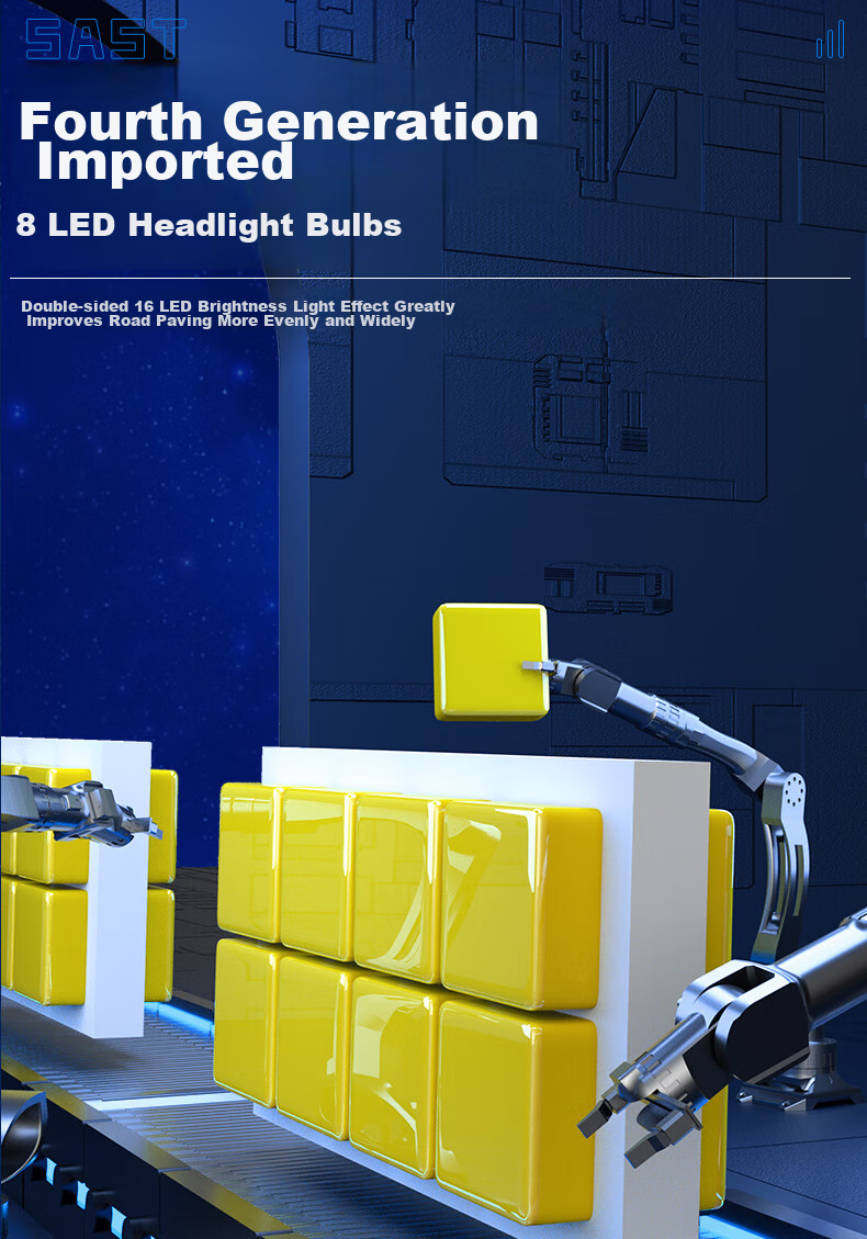 SAST Car LED Headlight Bulb Modification, Laser Car Light, Ultra-Bright Integrated High And Low Beam H4 [2-Pack] 9