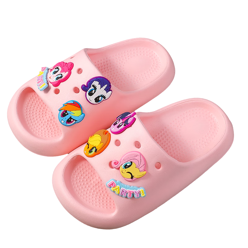 My Little Pony Girls' Summer Slippers Kids Soft Sole Non-Slip Baby Sandals Round Logo Pink Size 200