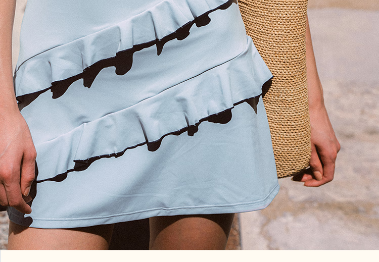 Atlanticbeach 2025 New Popular One-Piece Swimsuit for Women, Beautiful Beach Vacation Spaghetti Strap Blue Cake Skirt-Style Hot Spring Swimwear 5