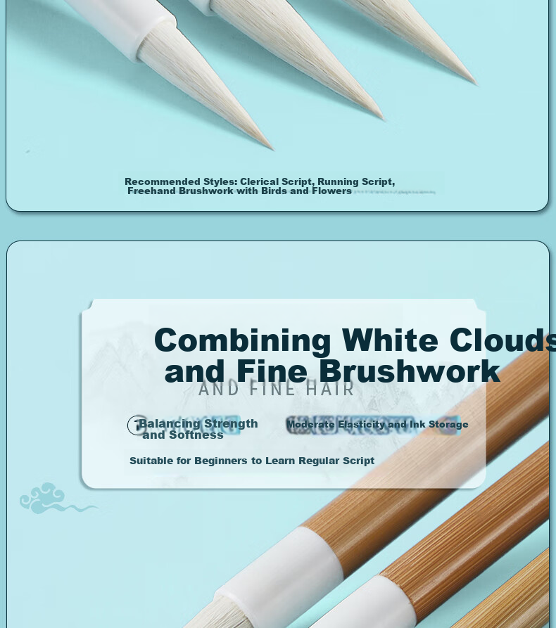 Yushuihu Calligraphy Brush Set for Beginners, Chinese Painting Mixed Hair Brush, Medium And Large Regular Script, Wolf Hair Medium And Large Regular Script Brush Set for Students, Large Regular Script Brush with Small Regular Script Lake Brush 11
