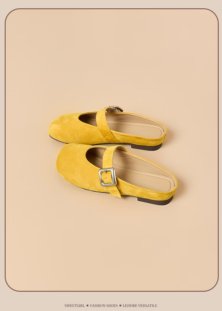 LA CHAPELLE Women's Open Toe Flat Soft Sole Commuting Sandals - 5312-2 Yellow Size 37 10