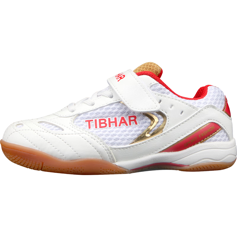 TIBHAR Kids Table Tennis Shoes Boys Girls Non-Slip Breathable Training Sports Shoes 01921 White/Red Size 36