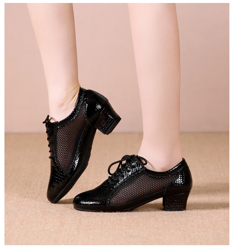 Teslita Mesh Breathable Summer Women's Genuine Leather Latin Dance Square Dance Mid Heel Versatile Casual Outdoor Non-Slip Dance Shoes 31