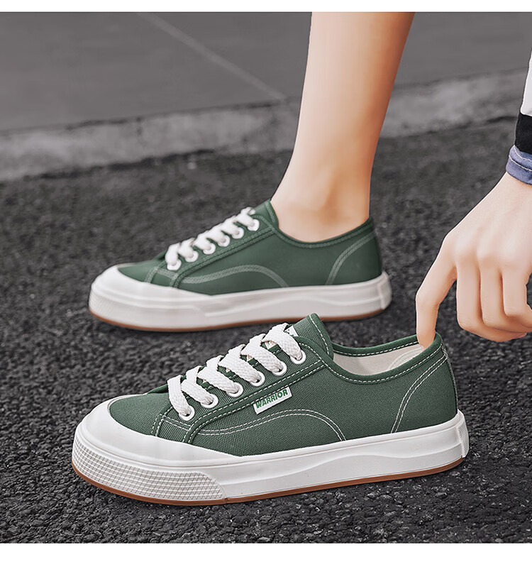 Warrior Official Women's Shoes, 2025 Summer Simple Canvas Shoes, Versatile Sneakers for Female Students, Sports Casual Shoes, Olive Green, Size 40 18