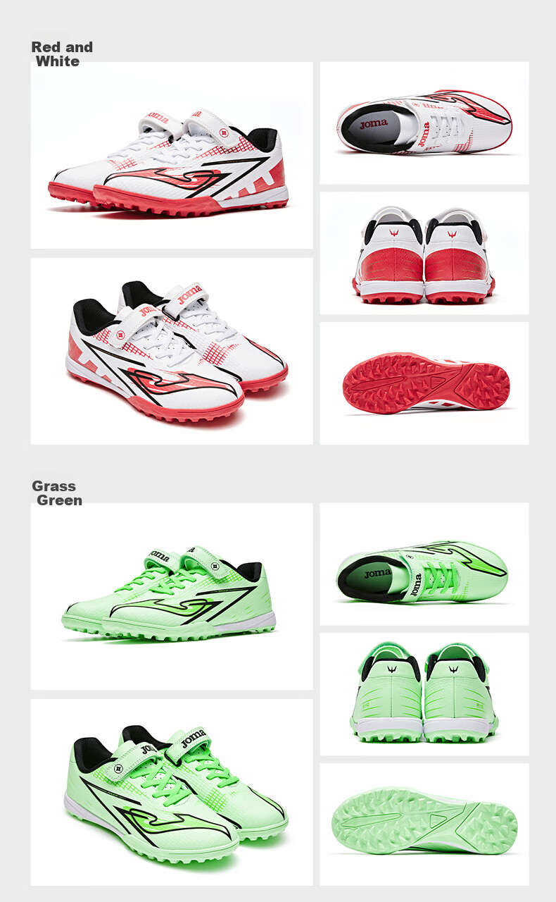 JOMA Children's Soccer Shoes with TF Turf Studs for Competition And Training, Ages 6-12, Red/white, Size 32 (200mm) 14