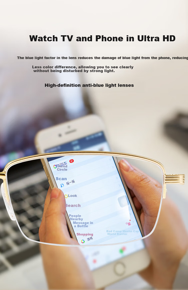 Laoyezi Anti-Blue Light Reading Glasses for Men And Women, New National Standard Presbyopic Glasses 70068 Gold 200 Degrees (55-59 Years Old) 5