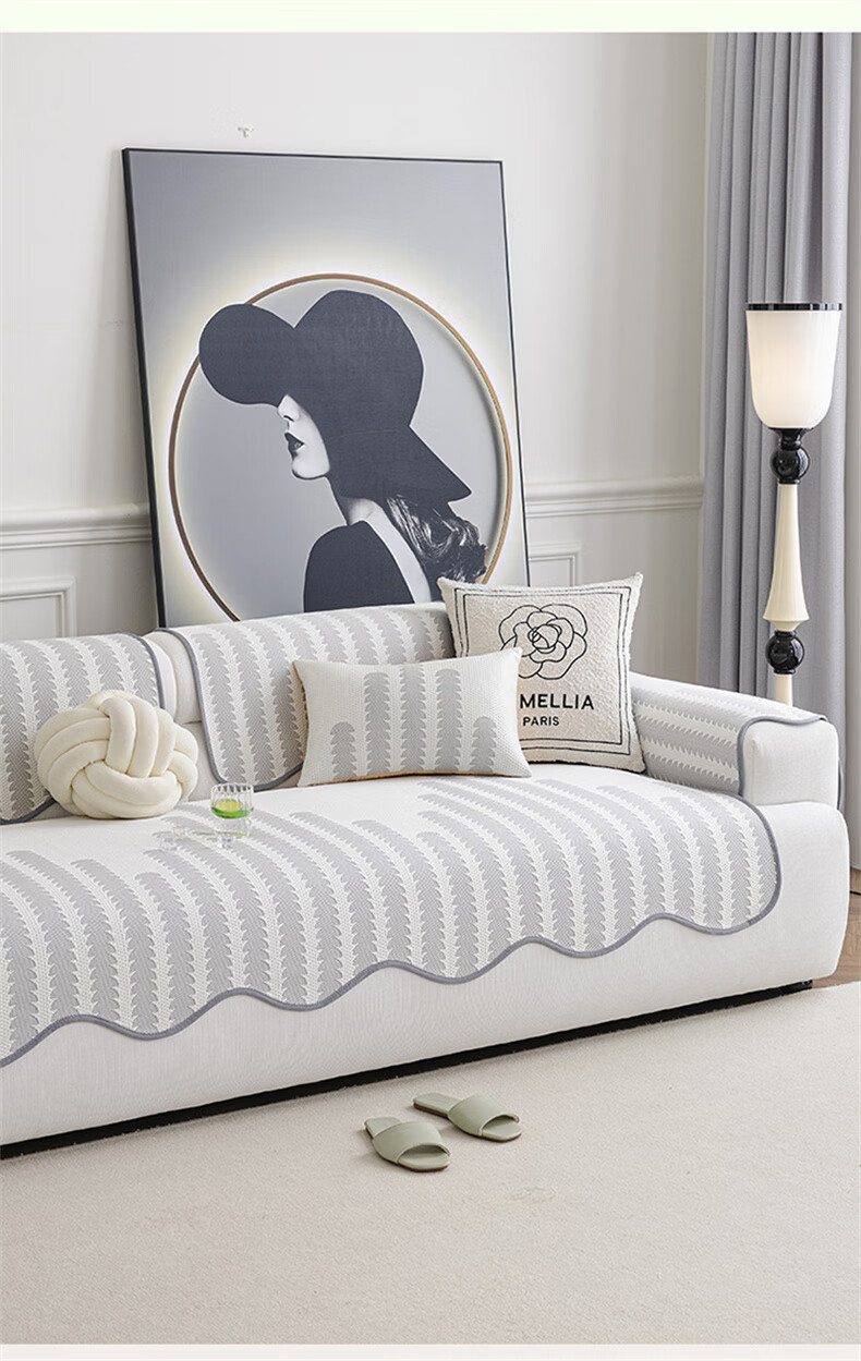 Wuyinliangpin Ice Silk Cool Sofa Cushion Four Seasons Seat Cover Non-slip Sofa Slipcover Covering Cloth 90*210 Comfortable 7