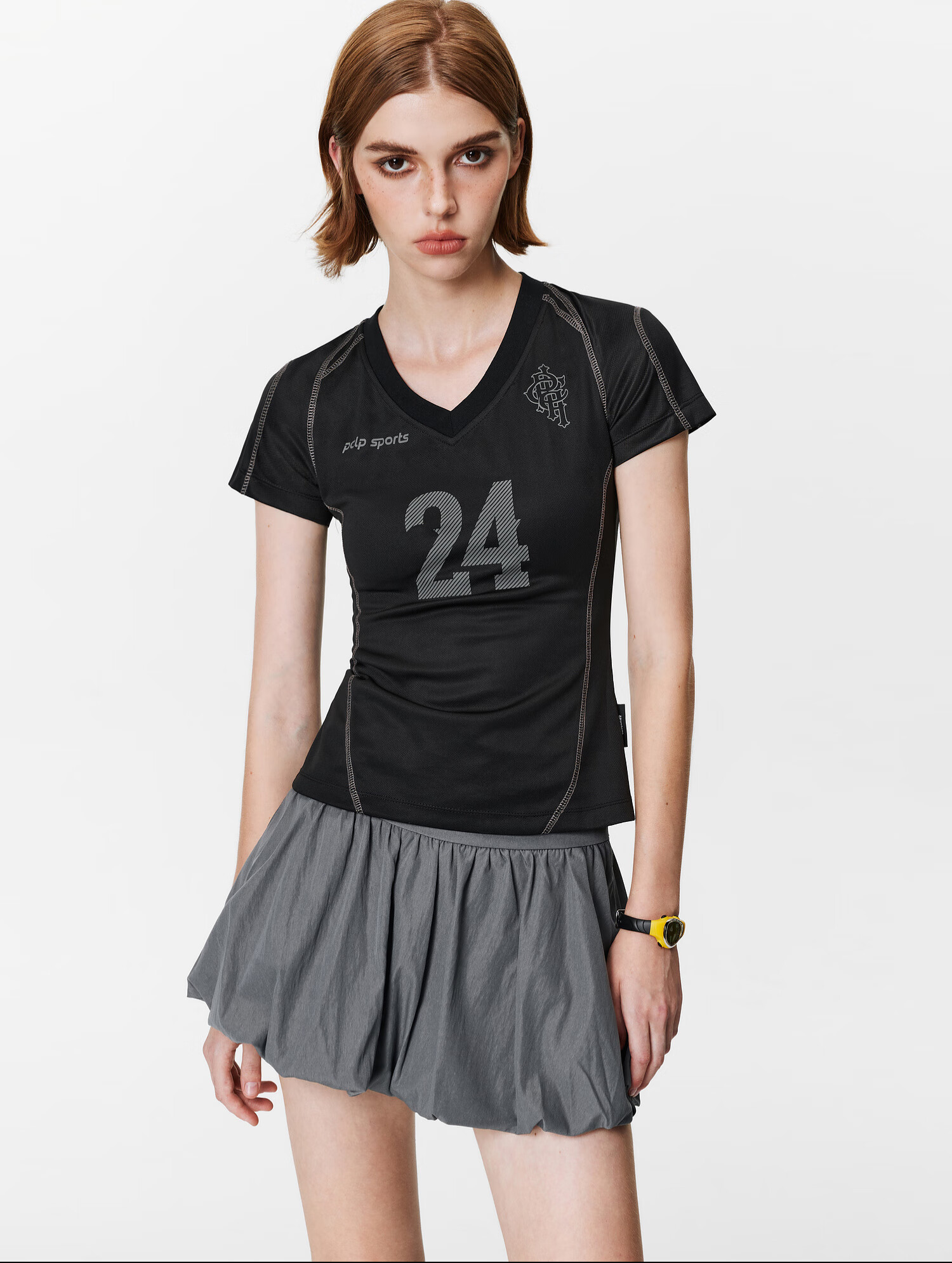 PCLP V-Neck Digital Football Short Sleeve Summer Slim Fit American Sports T-Shirt for Women Blue S 5