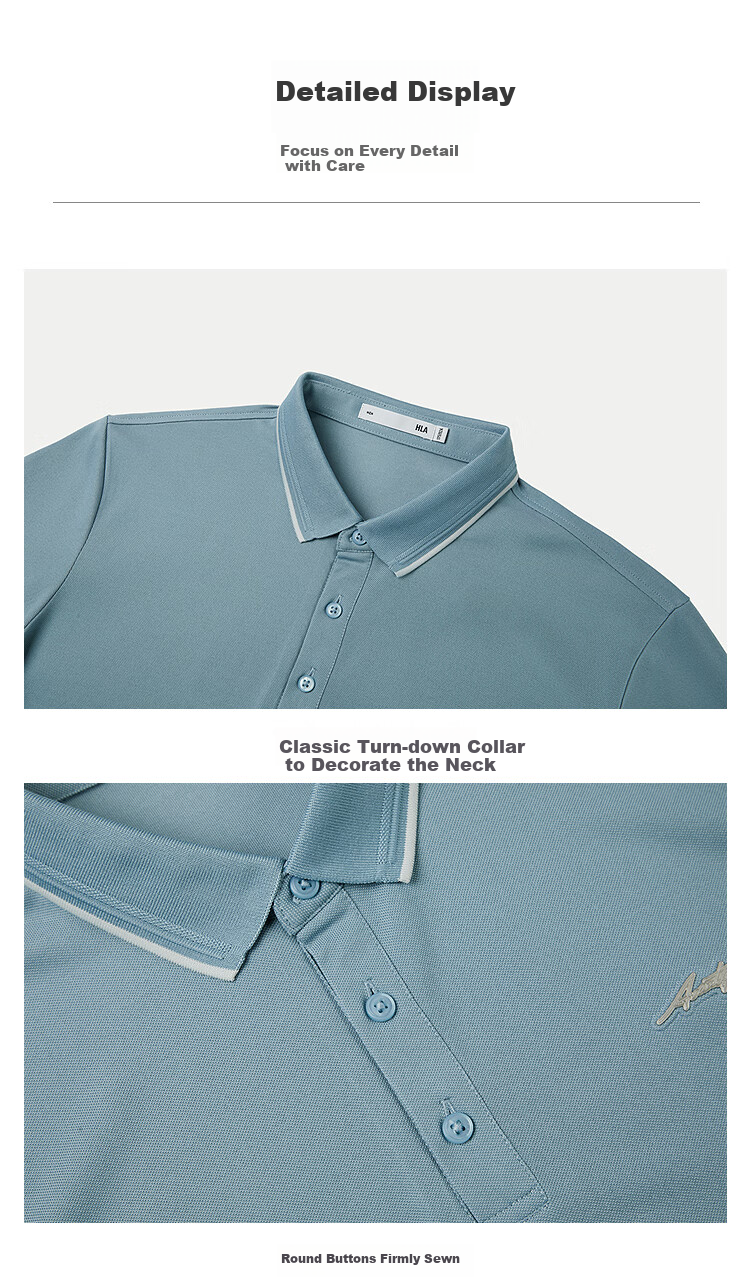 HLA Short-Sleeve Polo Shirt for Men, Light Business Fashion Cool-Feeling Printed Short-Sleeve for Summer 15