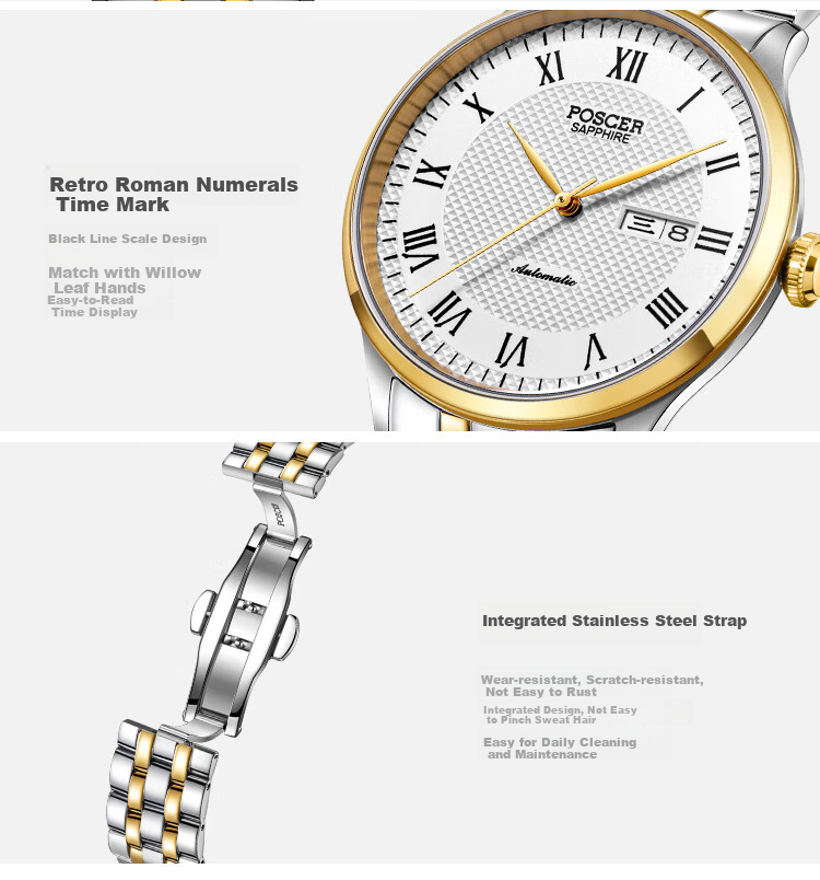 POS CER (POSCER) Men's Watch, Business Mechanical Watch with Steel Strap, Top Ten Brand Watches, Birthday Gift for Boyfriend 2