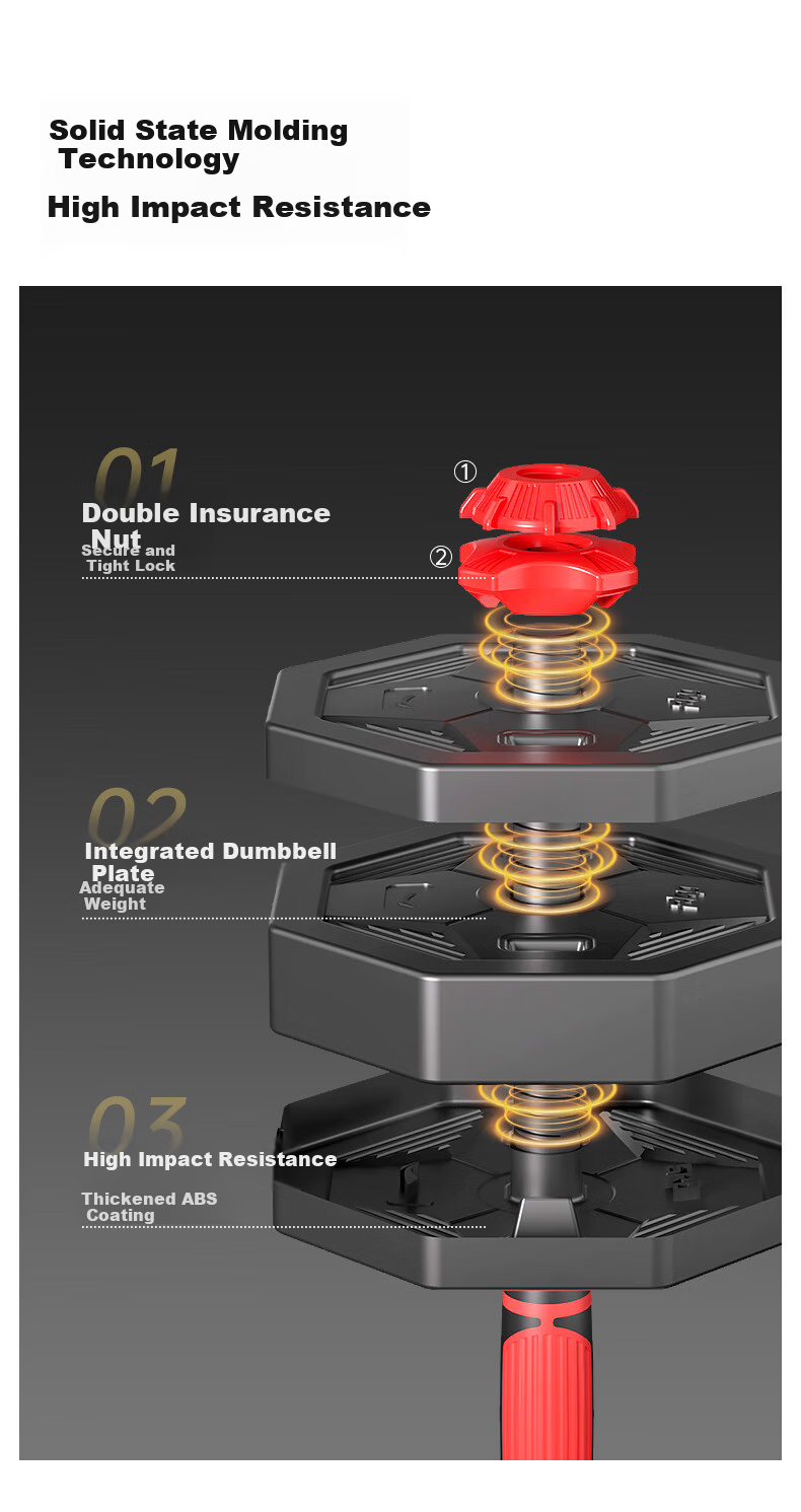 Li-Ning Adjustable Dumbbell Set for Men, Home Fitness Equipment Combination Barbell And Kettlebell Strength Training Kit with Quick-Release Design, 20kg 10