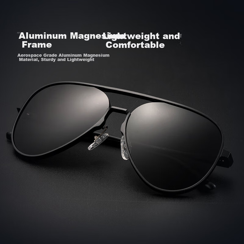 CAXMAN Classic Aviator Sunglasses, Aluminum-Magnesium Polarized Glasses, Toad-Shaped Glasses for Driving, Anti-Glare, Suitable for Men And Wome