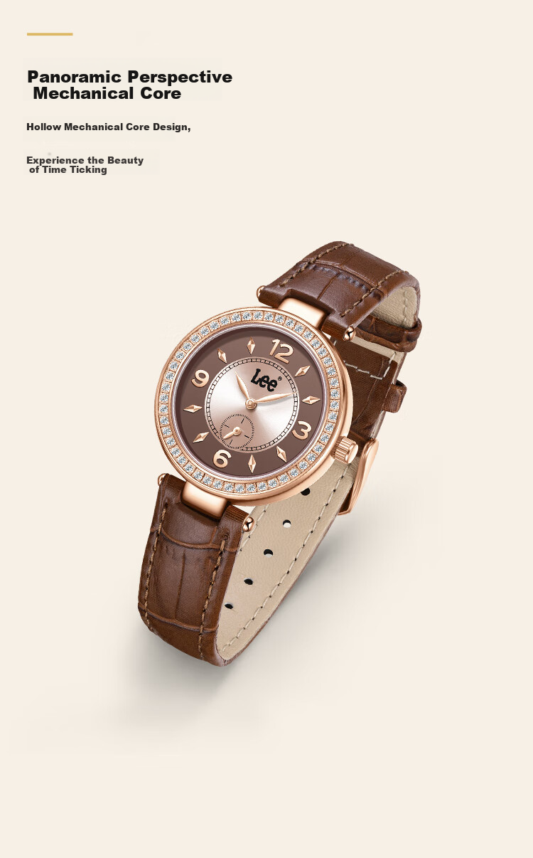 Lee Women's Watch, Simple Leather Strap, Compact Vintage Light Luxury Quartz Watch, Birthday Gift, 2026 New Model M498, Brow 6