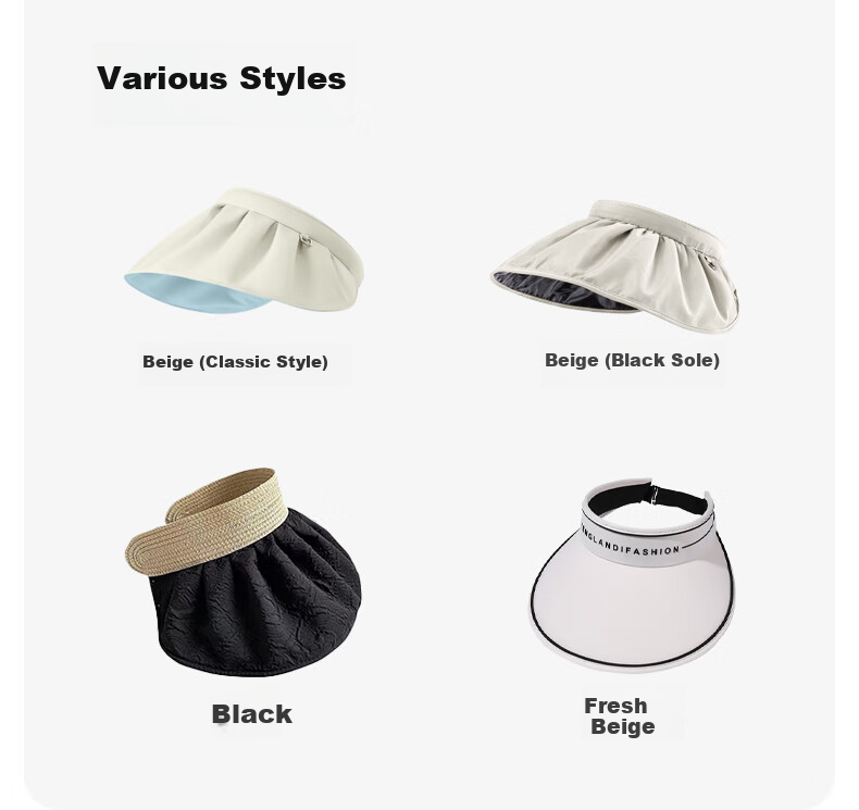 GLO-STORY Women's Shell Sunshade Hat UV Protection Face Covering Beach Cycling Open-Top Sun Hat MMZ914078 12