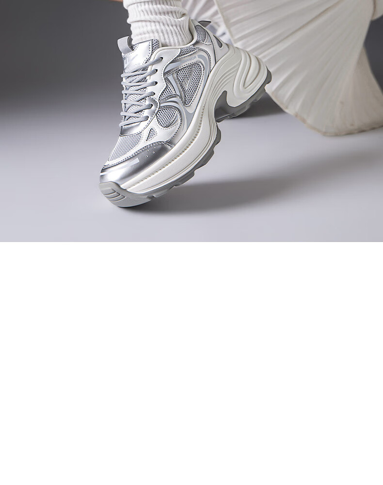 Warrior Official Women's Sneakers 2026 Spring New Chunky Platform Shoes White Gray Pink Size 36 22
