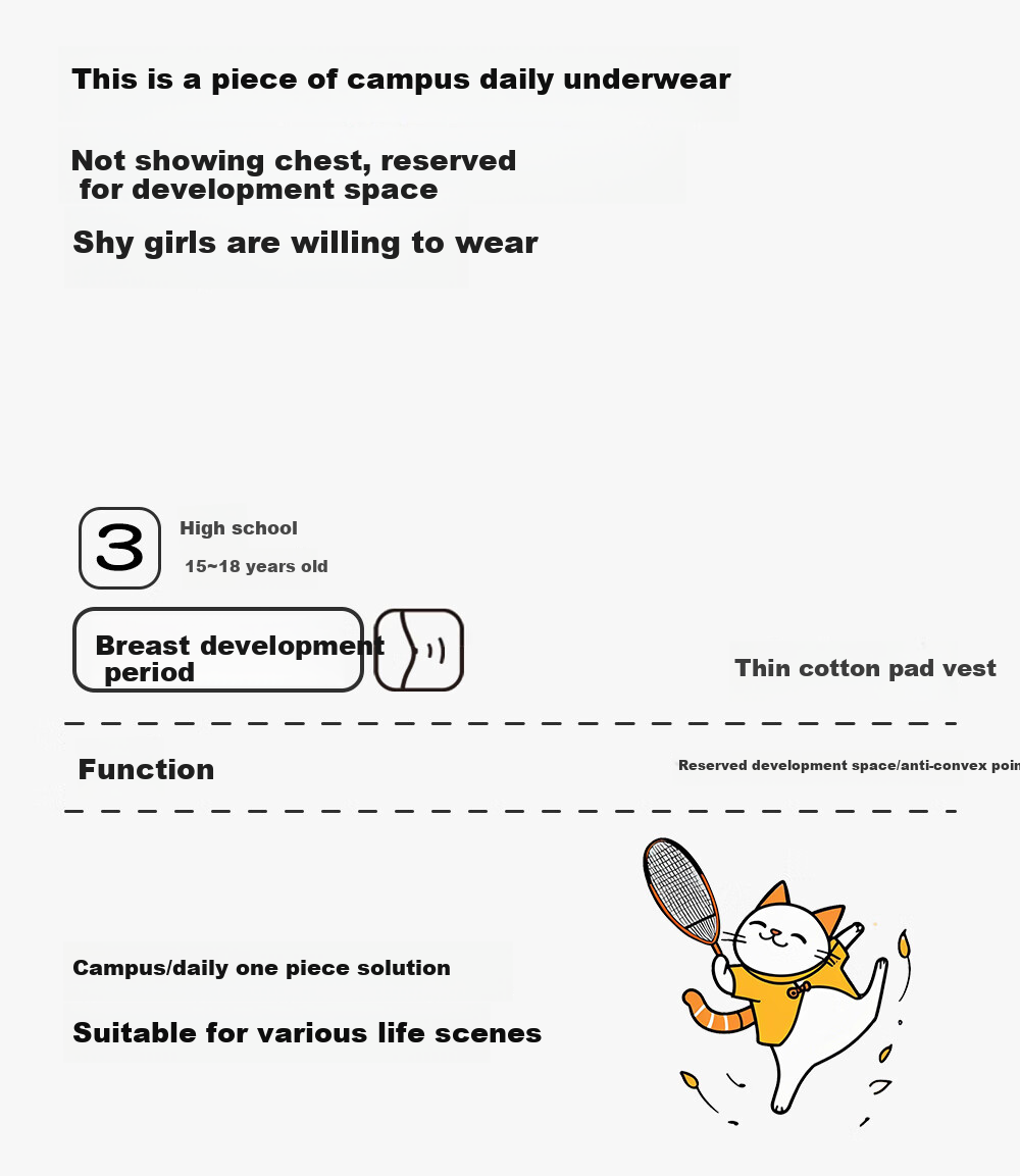 Ailier &ouluola Girls' Bra for Ages 15-18, High School Student Underwear, Cotton Developmental Bra for Teenagers, Middle School Fixed Cup Sports Bra 75B 1