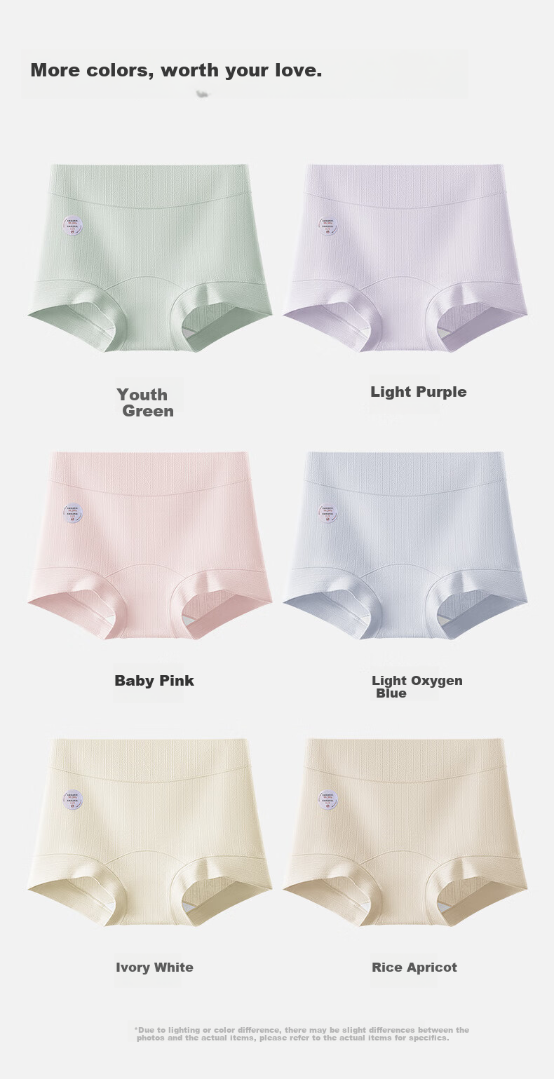 PLANDOO [Prevent HPV] Women's Underwear, 10A Antibacterial Extended Pure Cotton Antibacterial Crotch, High-Waist, Plus Size, Boxer Briefs, L 12