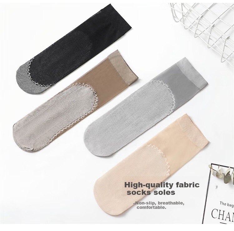 LangSha Silk Stockings, Short 6 Pairs, Spring And Summer Thin Style Women's Socks, Flesh Color Mid-Calf, Reinforced Sole, Non-Slip Short Socks, One Size Fits All, 6 Pairs Per Pack 18