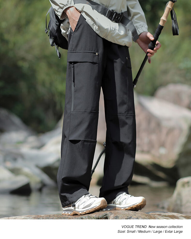 JEEP SPIRIT Men's Tactical Pants, Spring And Autumn Outdoor Water-Repellent Cargo Pants, Loose-Fitting Sports Casual Trousers for Men, Black XL 6
