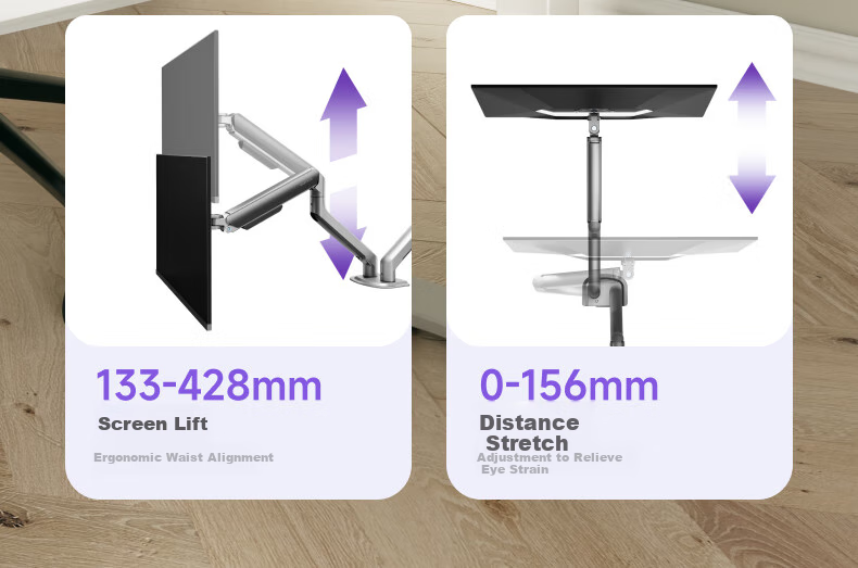 Brateck Beihu Laptop Stand, Multi-Screen Extension for Laptops, Mechanical Arm with Dual Screens, Display Stand E350-2+APE40 Meteor Gray 6
